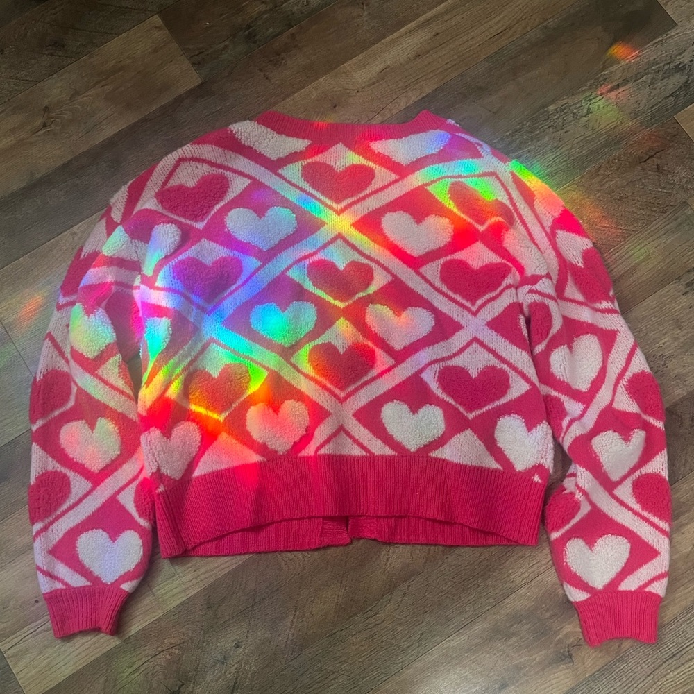Heart Patterned Pink Cardigan - Picture 3 of 3